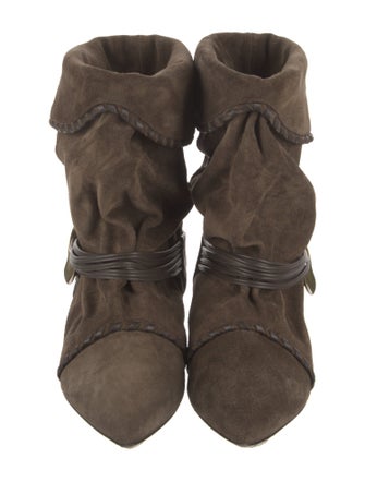 Isabel Marant Suede Pleated Accents Moto Boots