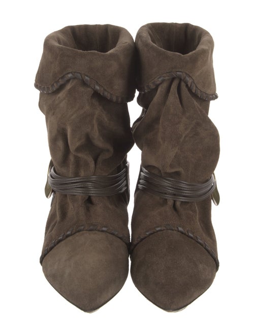 Isabel Marant Suede Pleated Accents Moto Boots