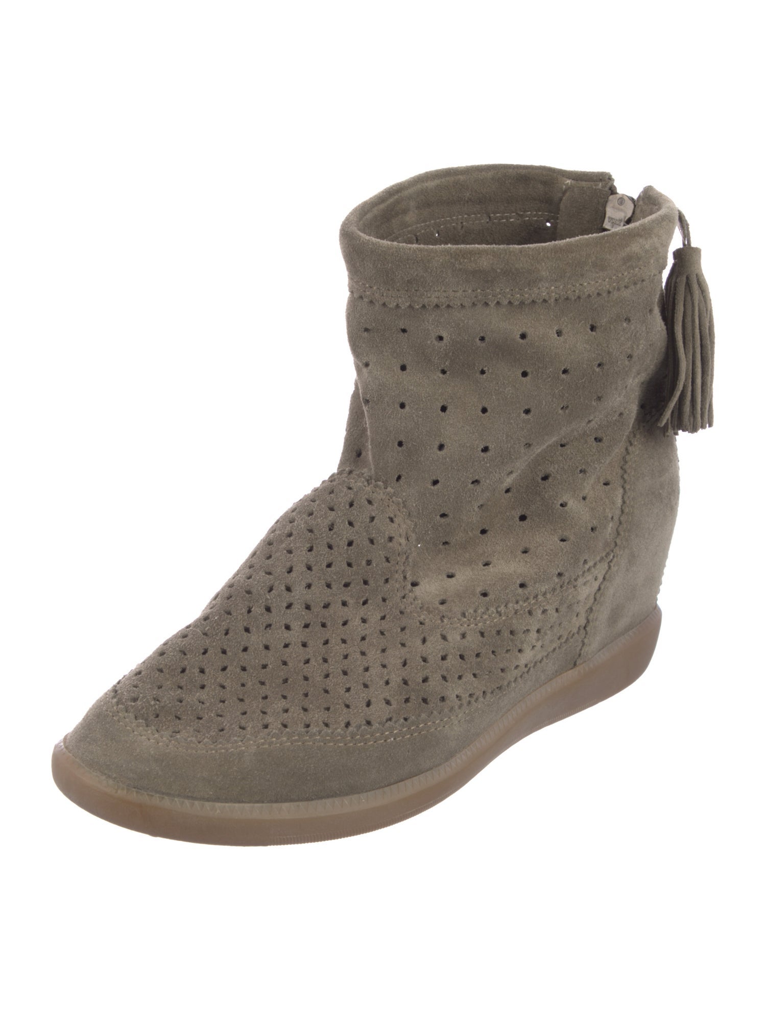 Isabel Marant Suede Lasercut Accents Wedge Sneakers
