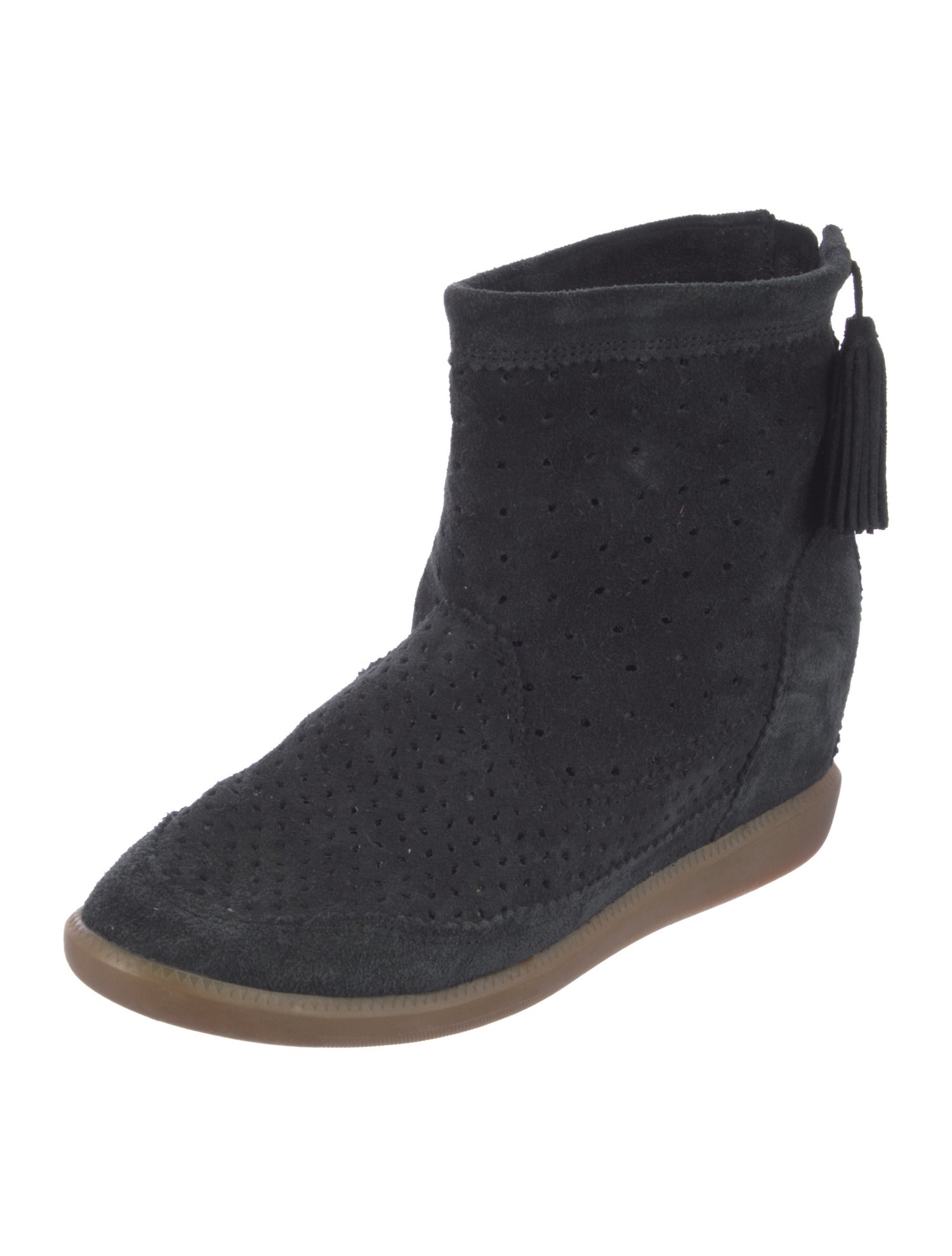 Isabel Marant Suede Lasercut Accents Wedge Sneakers