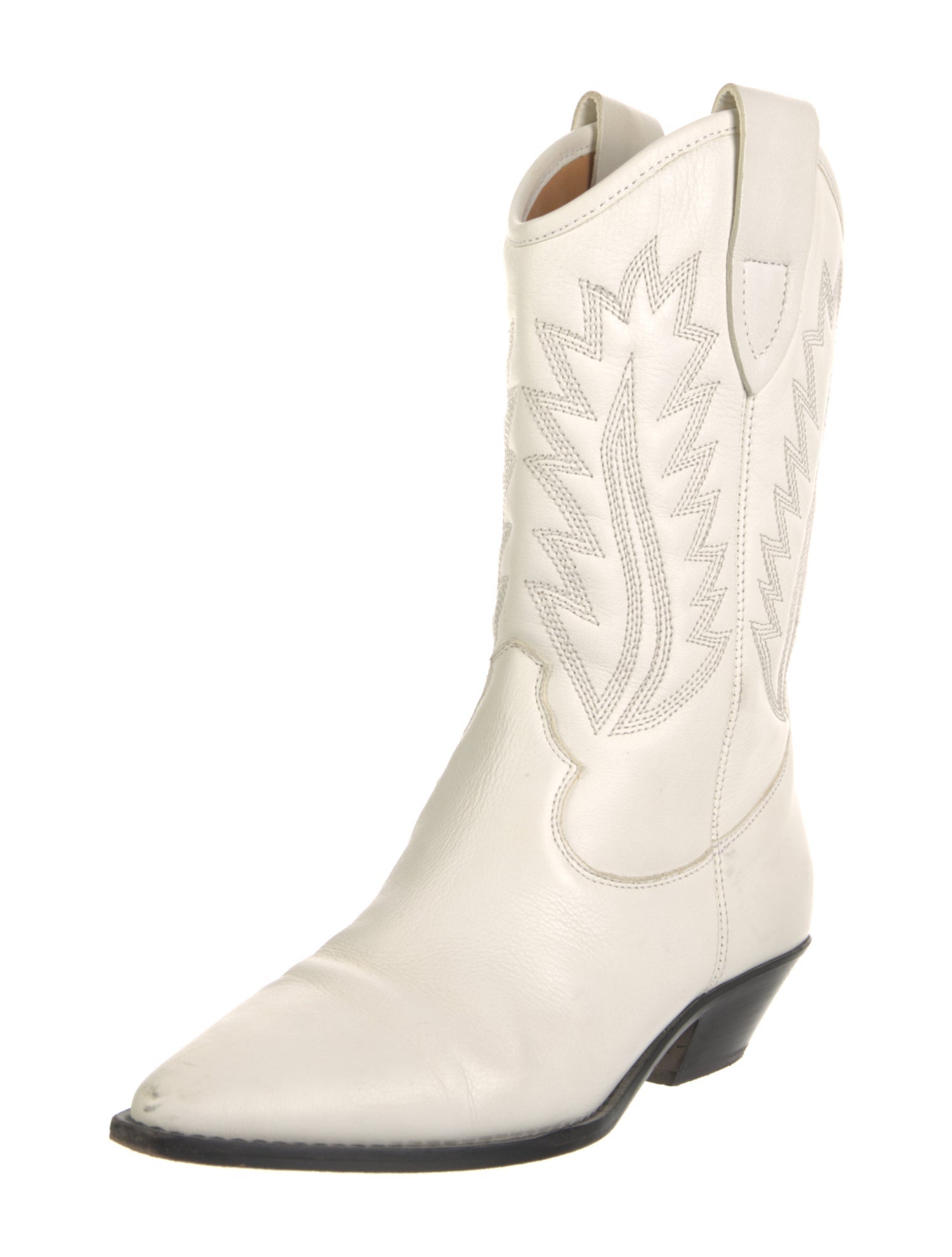 Isabel Marant Leather Embroidered Accent Western Boots