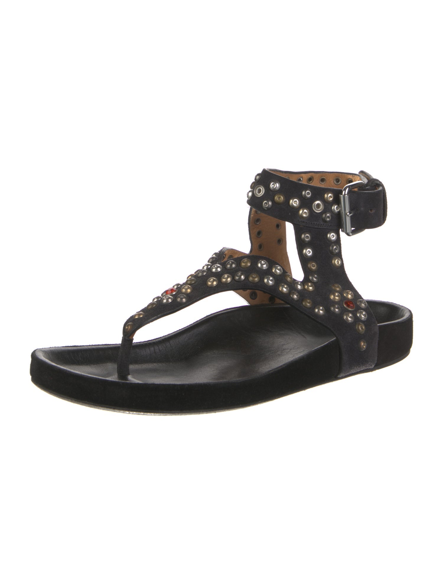 Isabel Marant Suede Crystal Embellishments Slingback Sandals