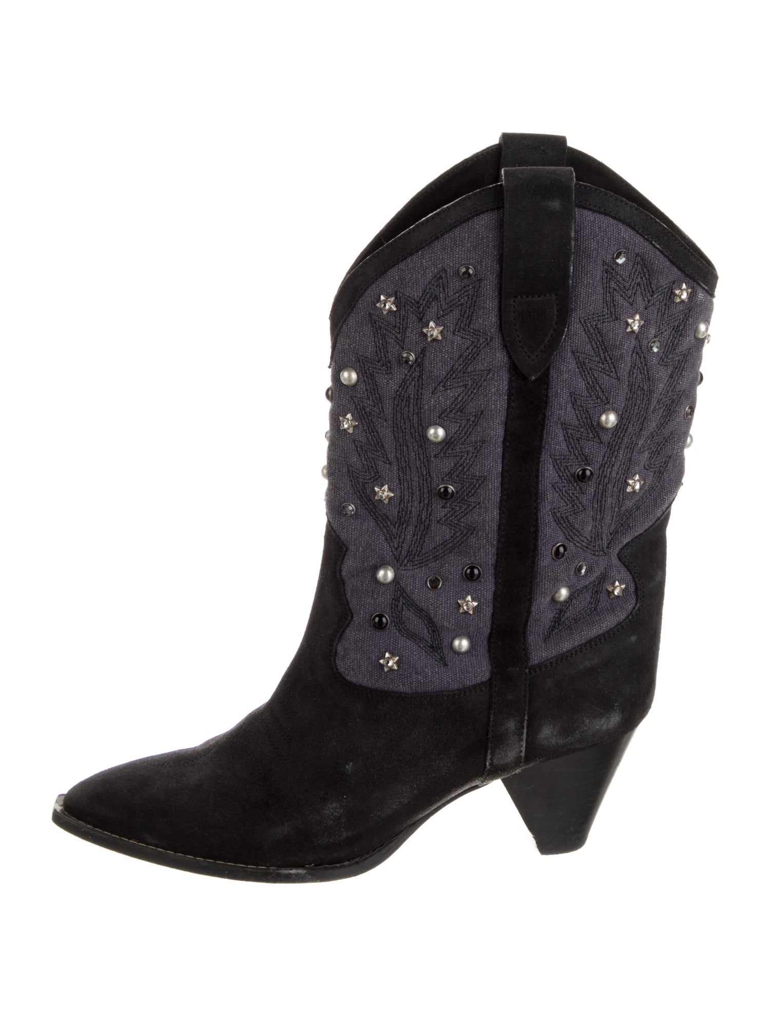 Isabel Marant Suede Crystal Embellishments Western Boots