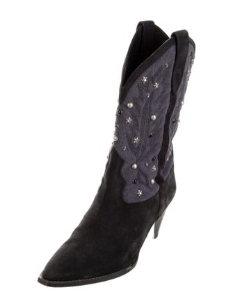 Isabel Marant Suede Crystal Embellishments Western Boots