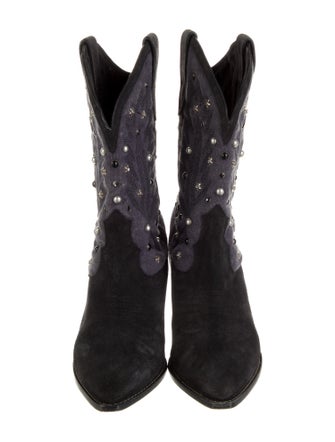 Isabel Marant Suede Crystal Embellishments Western Boots