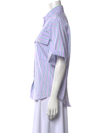 Isabel Marant Striped Short Sleeve Button-Up Top