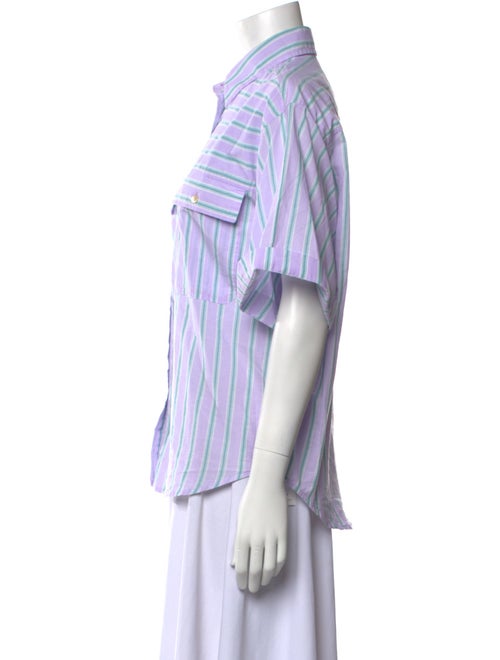 Isabel Marant Striped Short Sleeve Button-Up Top