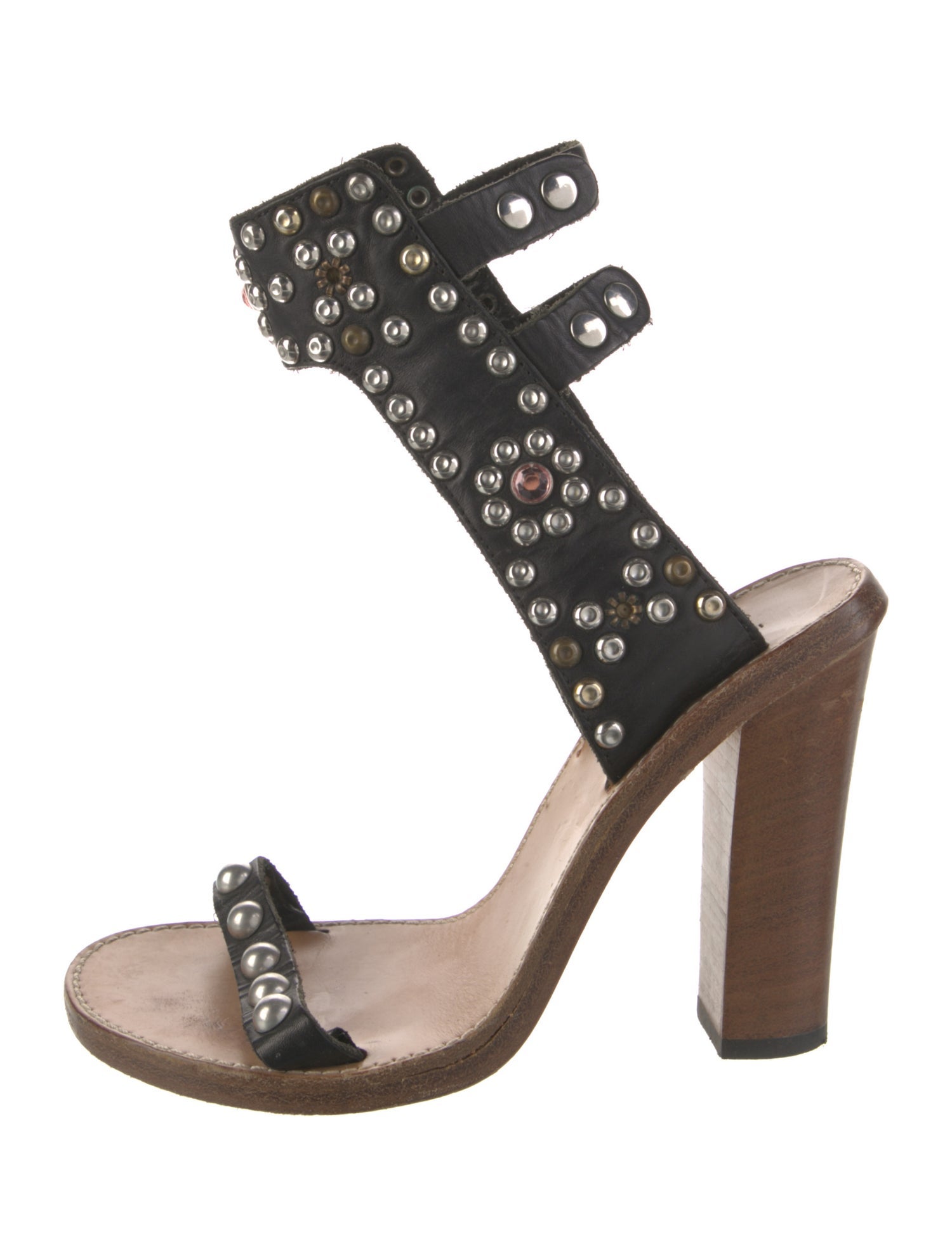 Isabel Marant Leather Studded Accents Slingback Sandals