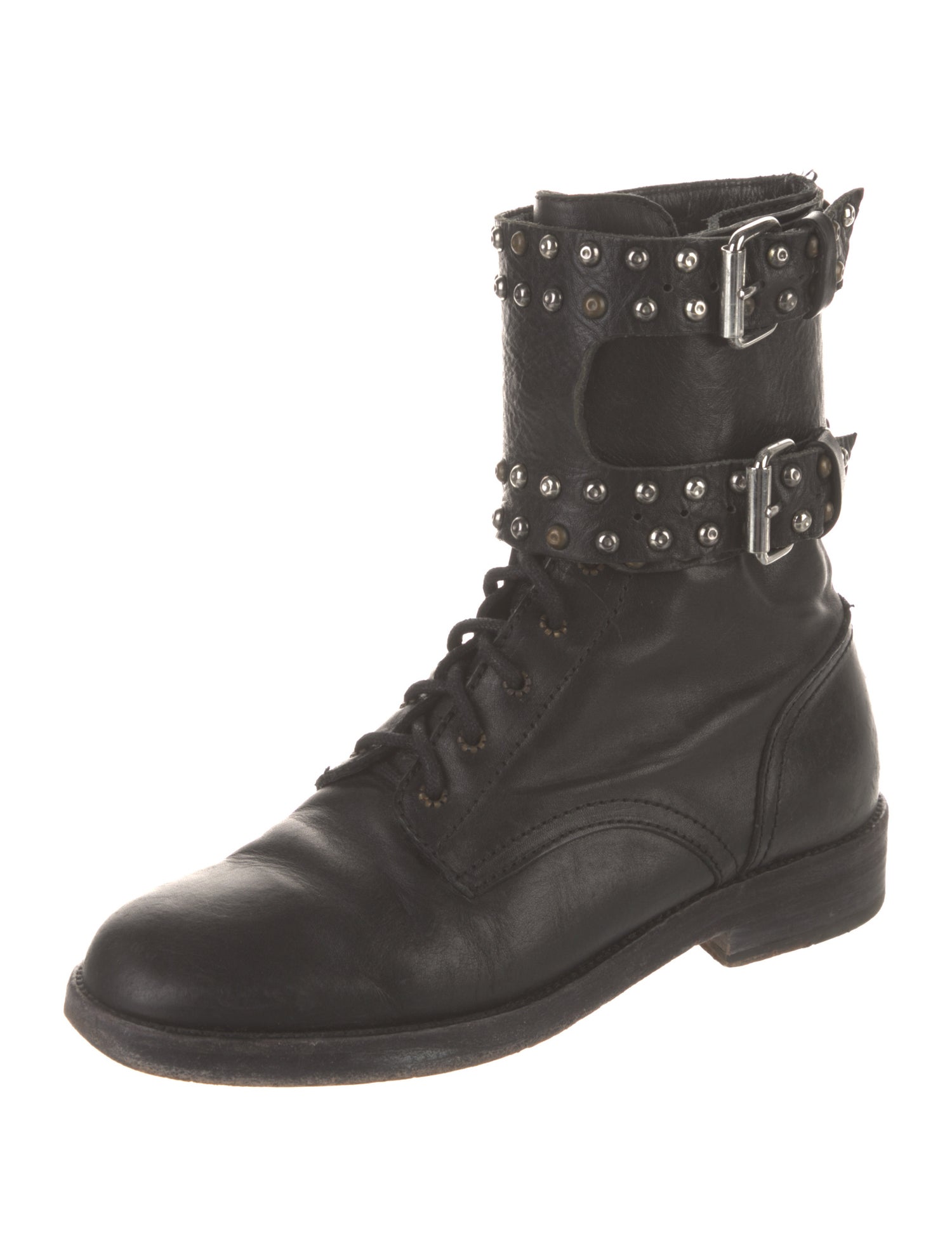 Isabel Marant Leather Studded Accents Combat Boots