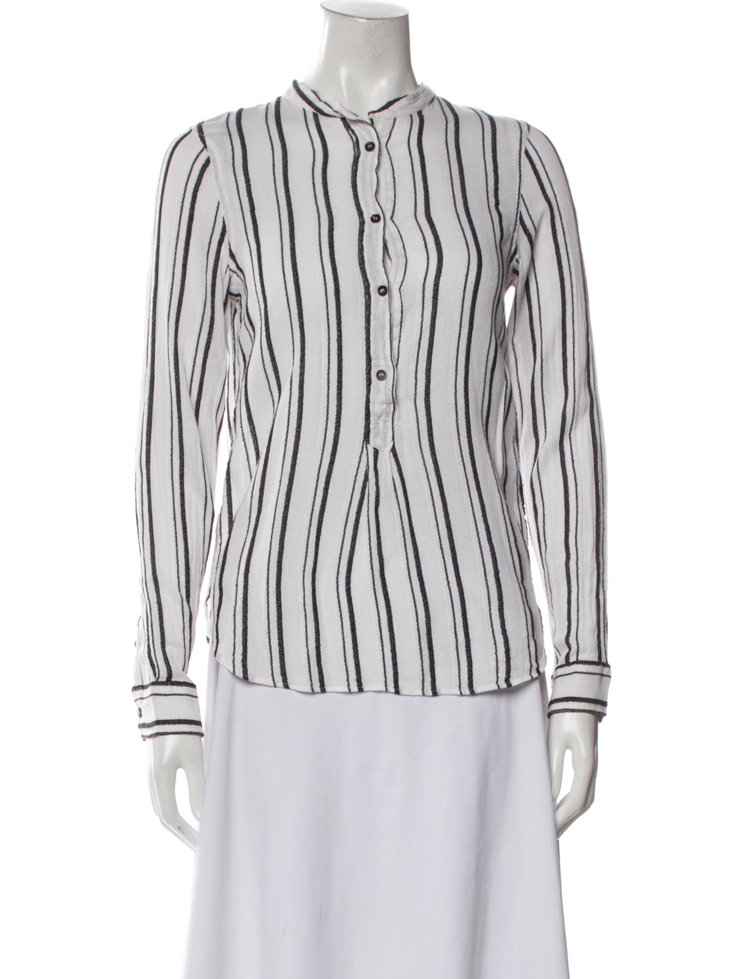 Isabel Marant Striped Crew Neck Button-Up Top