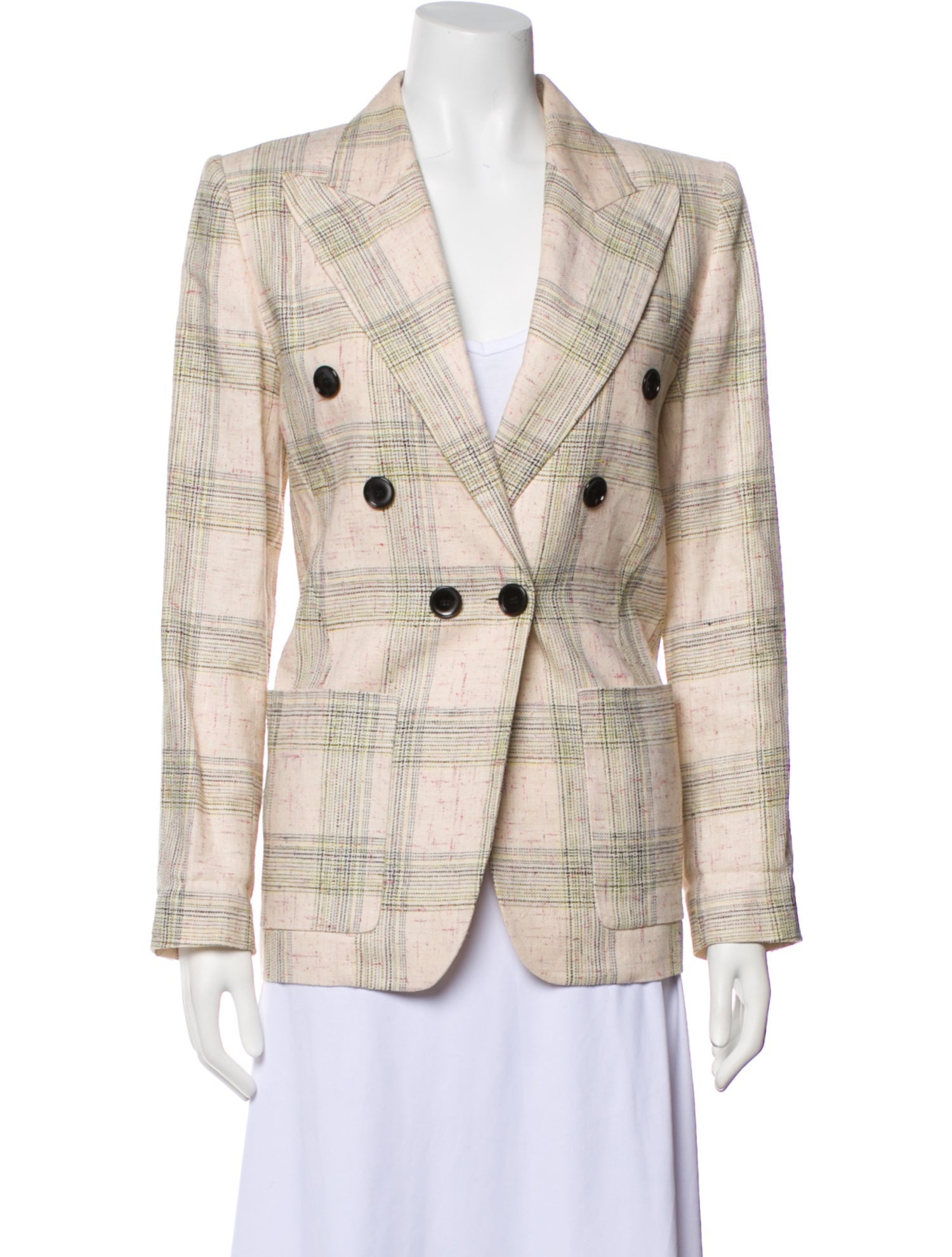Isabel Marant Linen Plaid Print Blazer
