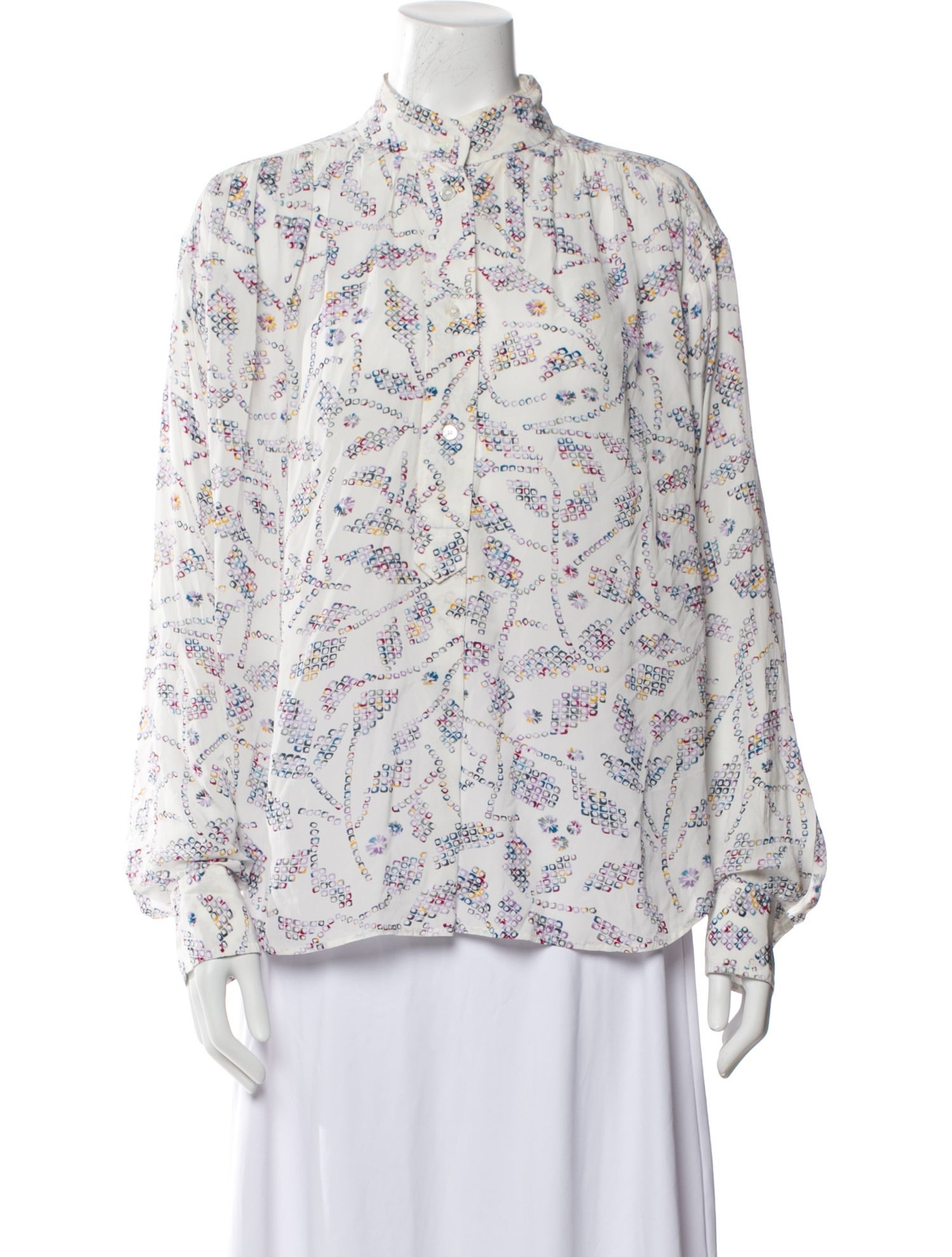 Isabel Marant Floral Print Mock Neck Blouse