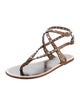 Isabel Marant Leather Crystal Embellishments T-Strap Sandals