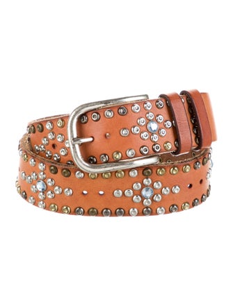Isabel Marant Leather Crystal Embellishments Belt