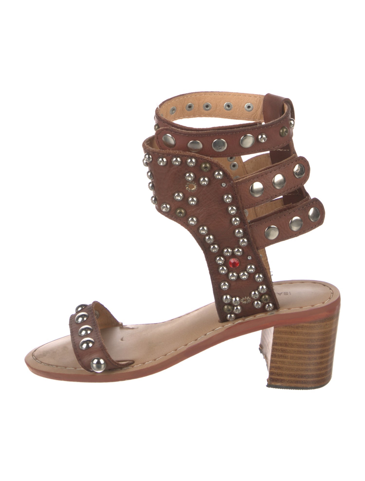Isabel Marant Leather Crystal Embellishments Gladiator Sandals