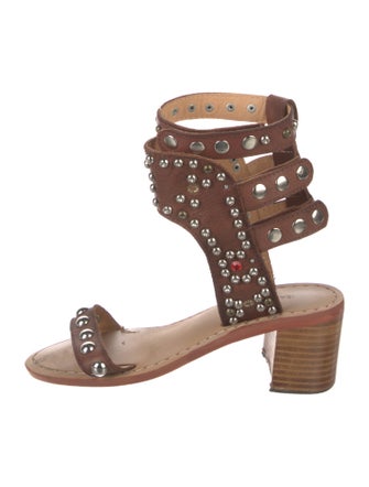 Isabel Marant Leather Crystal Embellishments Gladiator Sandals