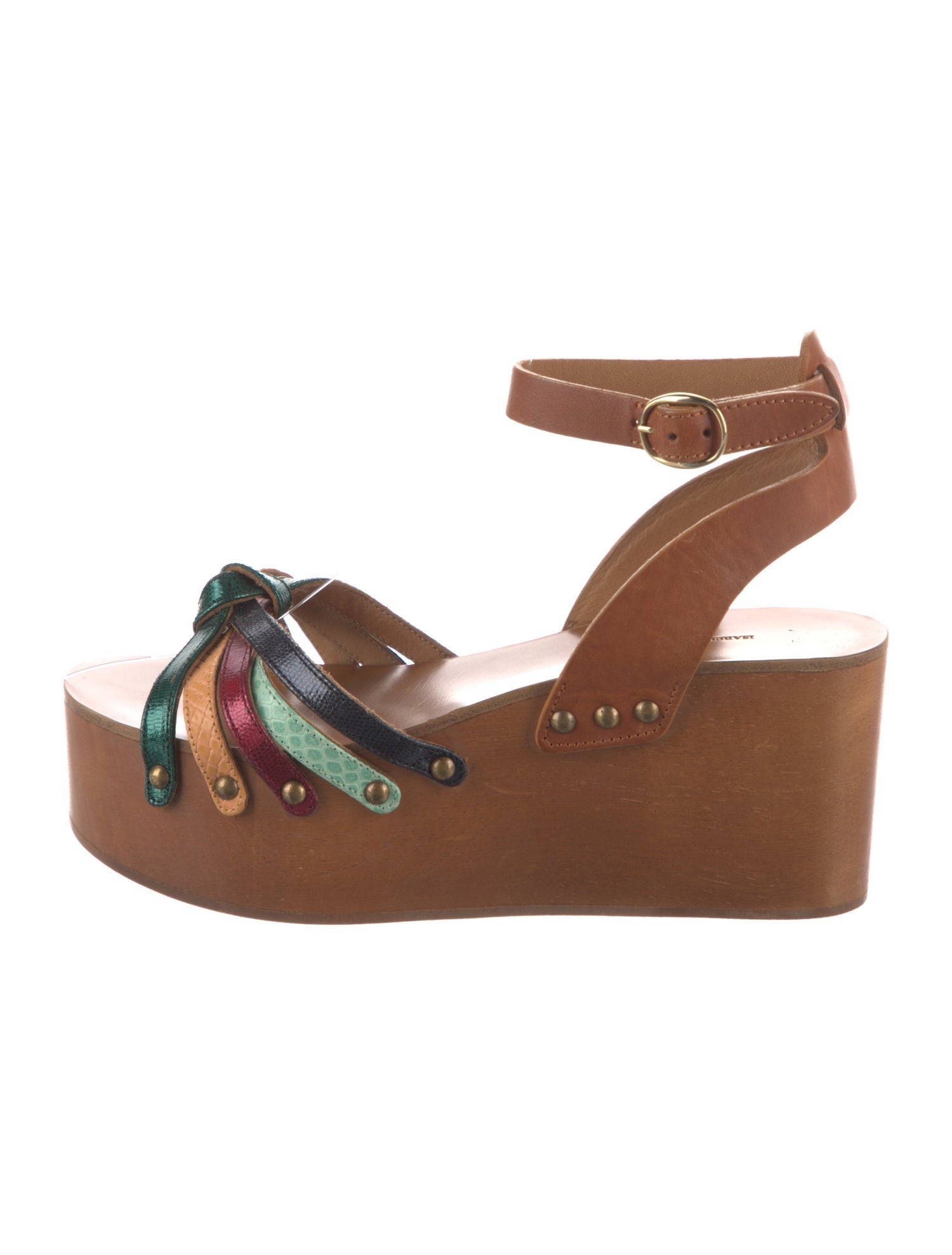 Isabel Marant Leather Colorblock Pattern Sandals