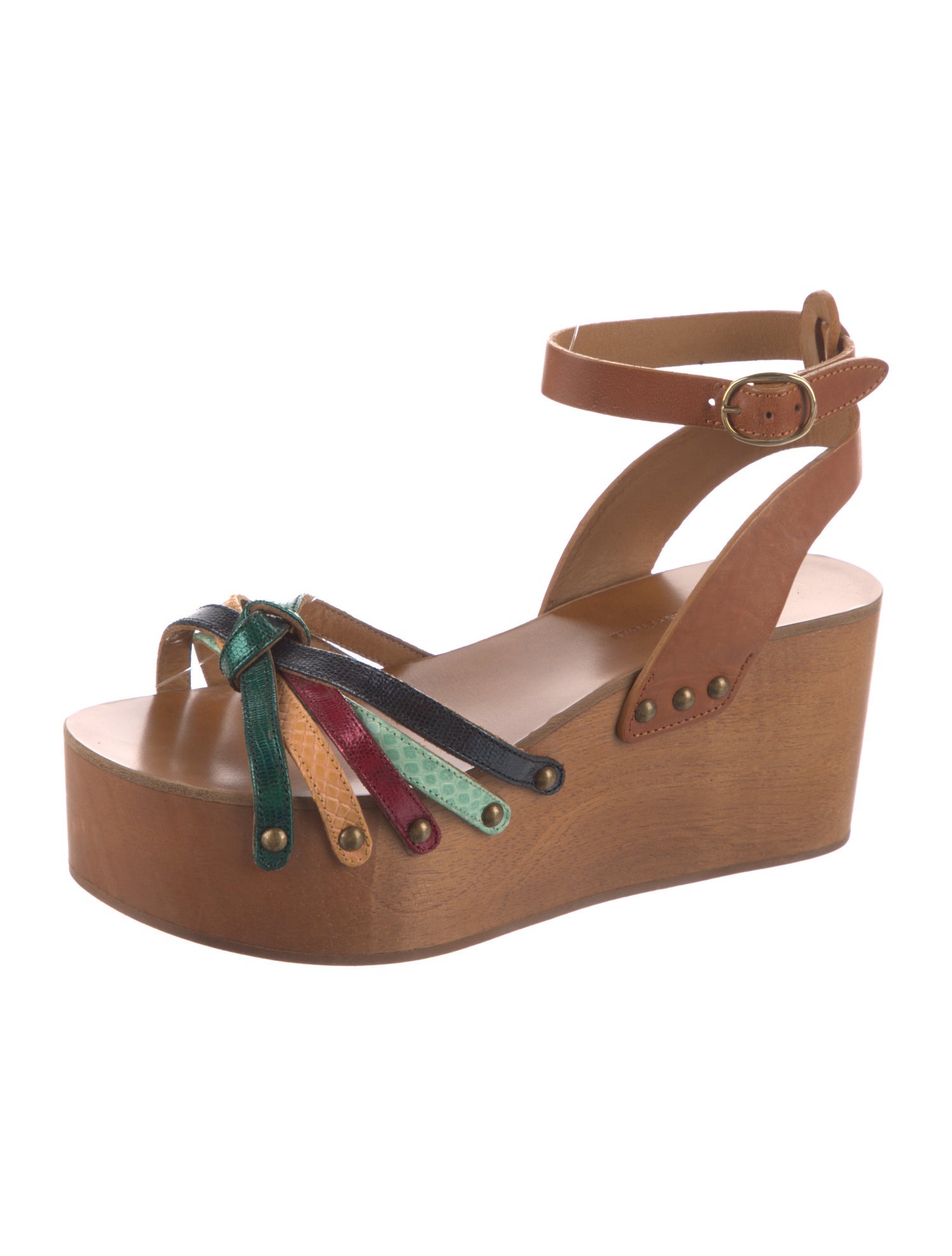 Isabel Marant Leather Colorblock Pattern Sandals