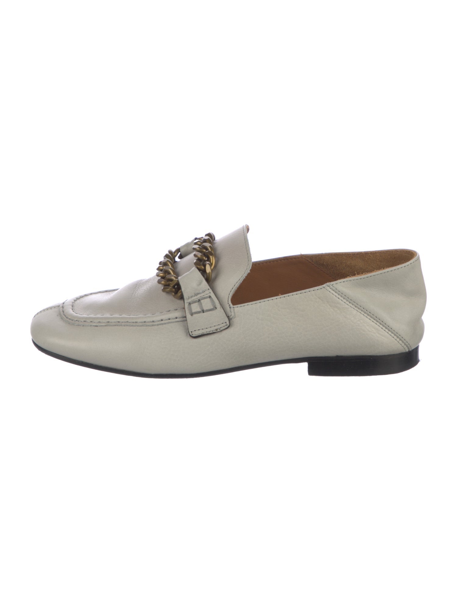 Isabel Marant Leather Chain-Link Accents Loafers