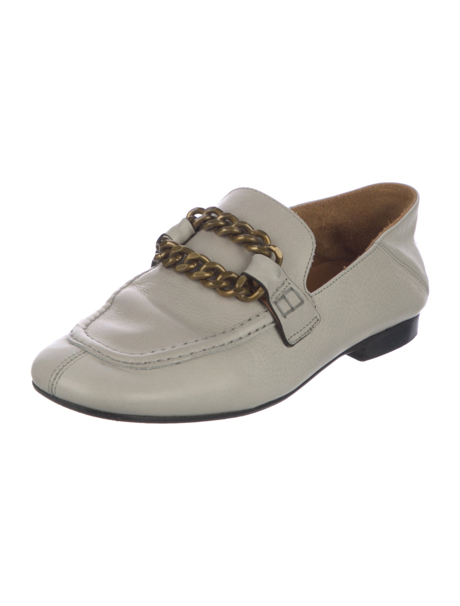 Isabel Marant Leather Chain-Link Accents Loafers