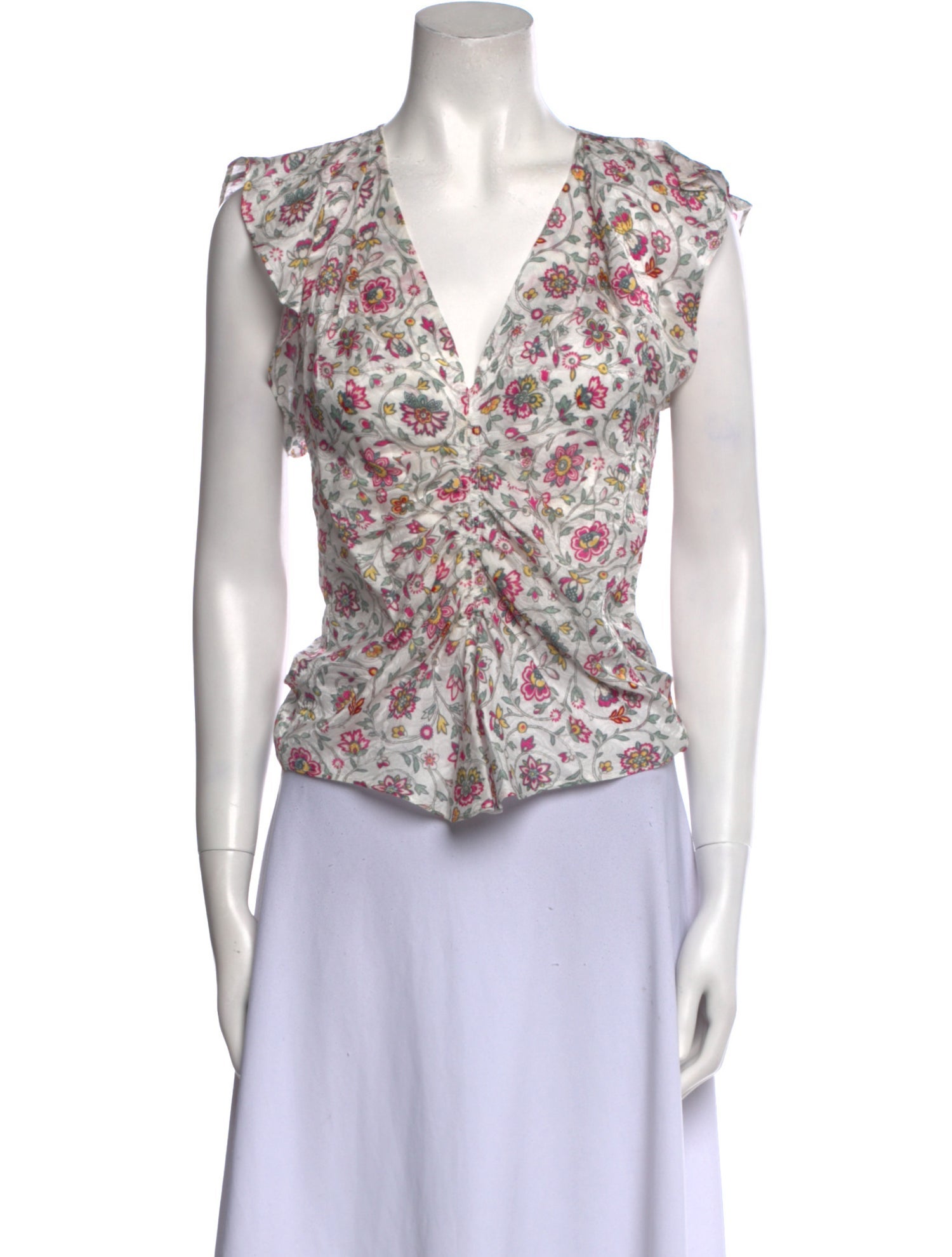 Isabel Marant Floral Print V-Neck Crop Top