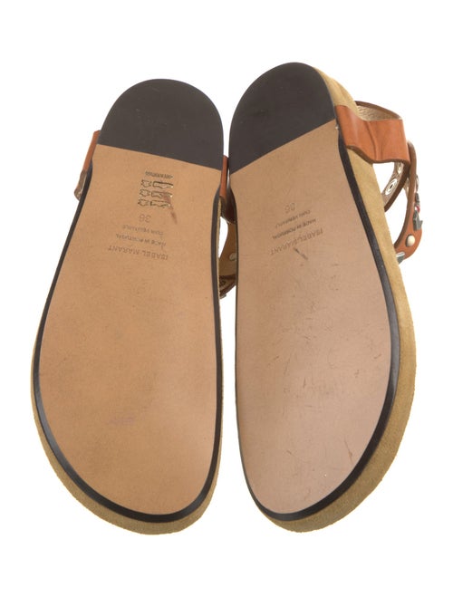 Isabel Marant Leather Studded Accents T-Strap Sandals