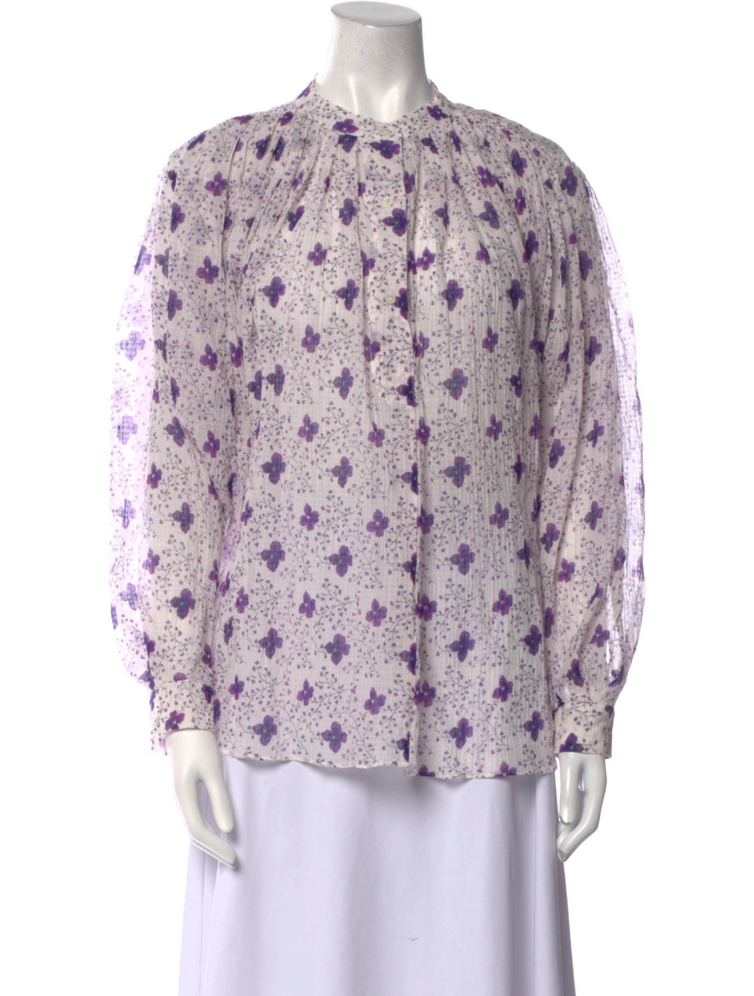 Isabel Marant Floral Print Mock Neck Blouse