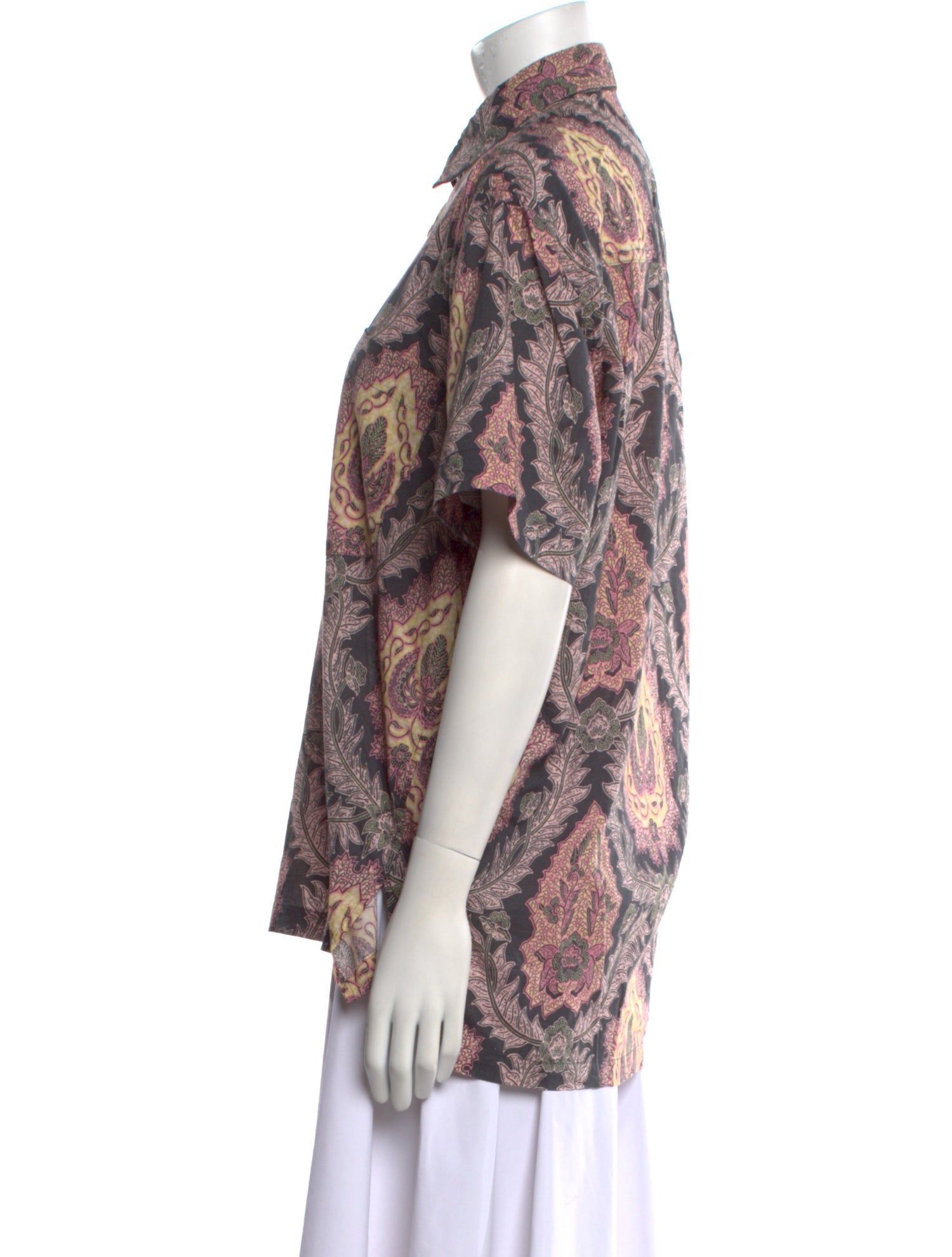 Isabel Marant Printed Short Sleeve Button-Up Top