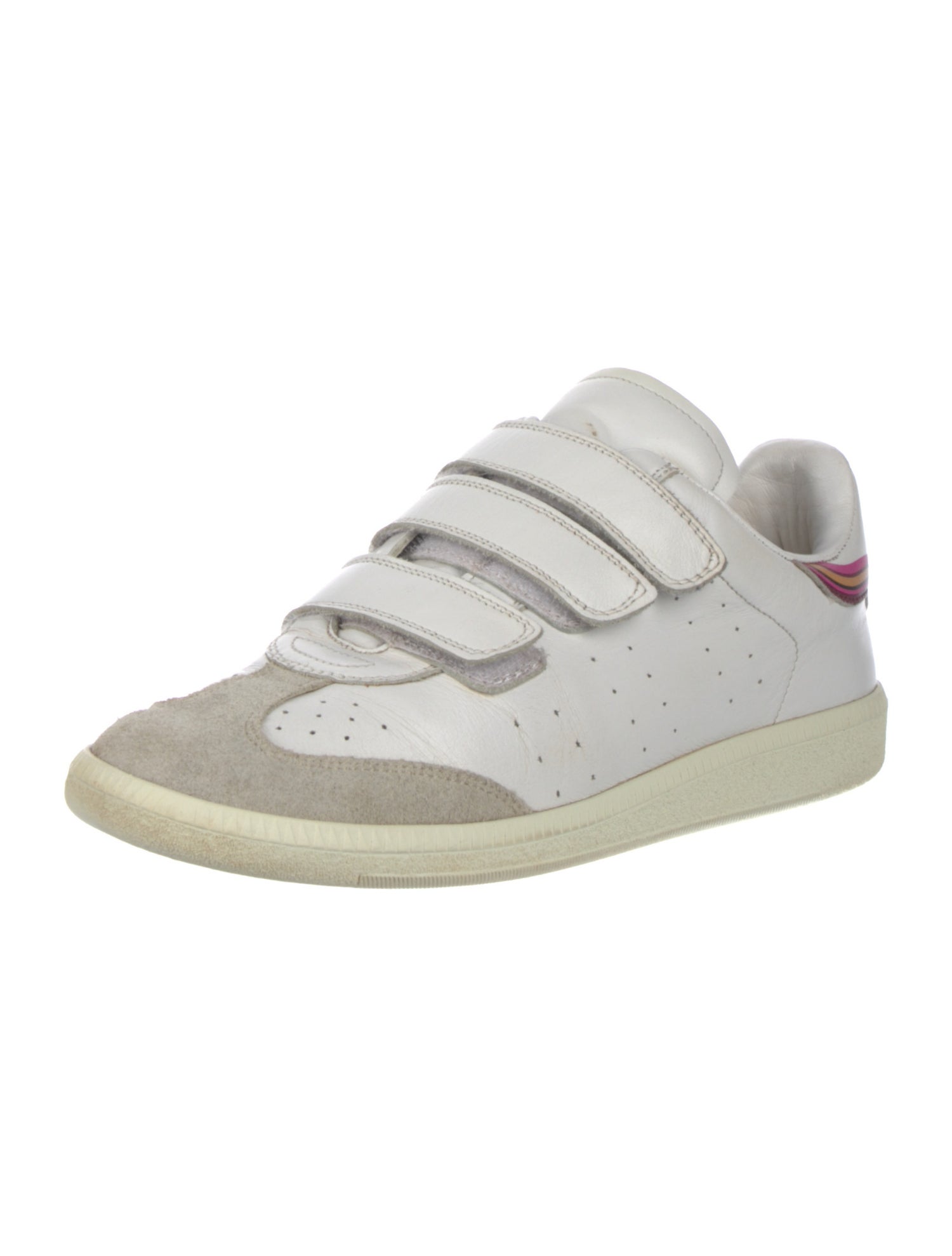 Isabel Marant Leather Colorblock Pattern Sneakers