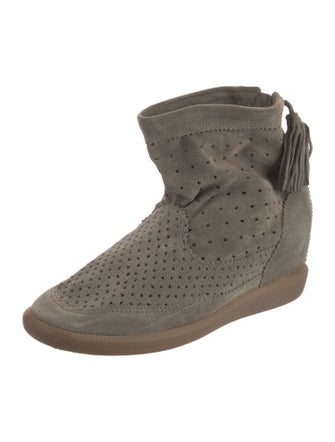 Isabel Marant Suede Lasercut Accents Chelsea Boots