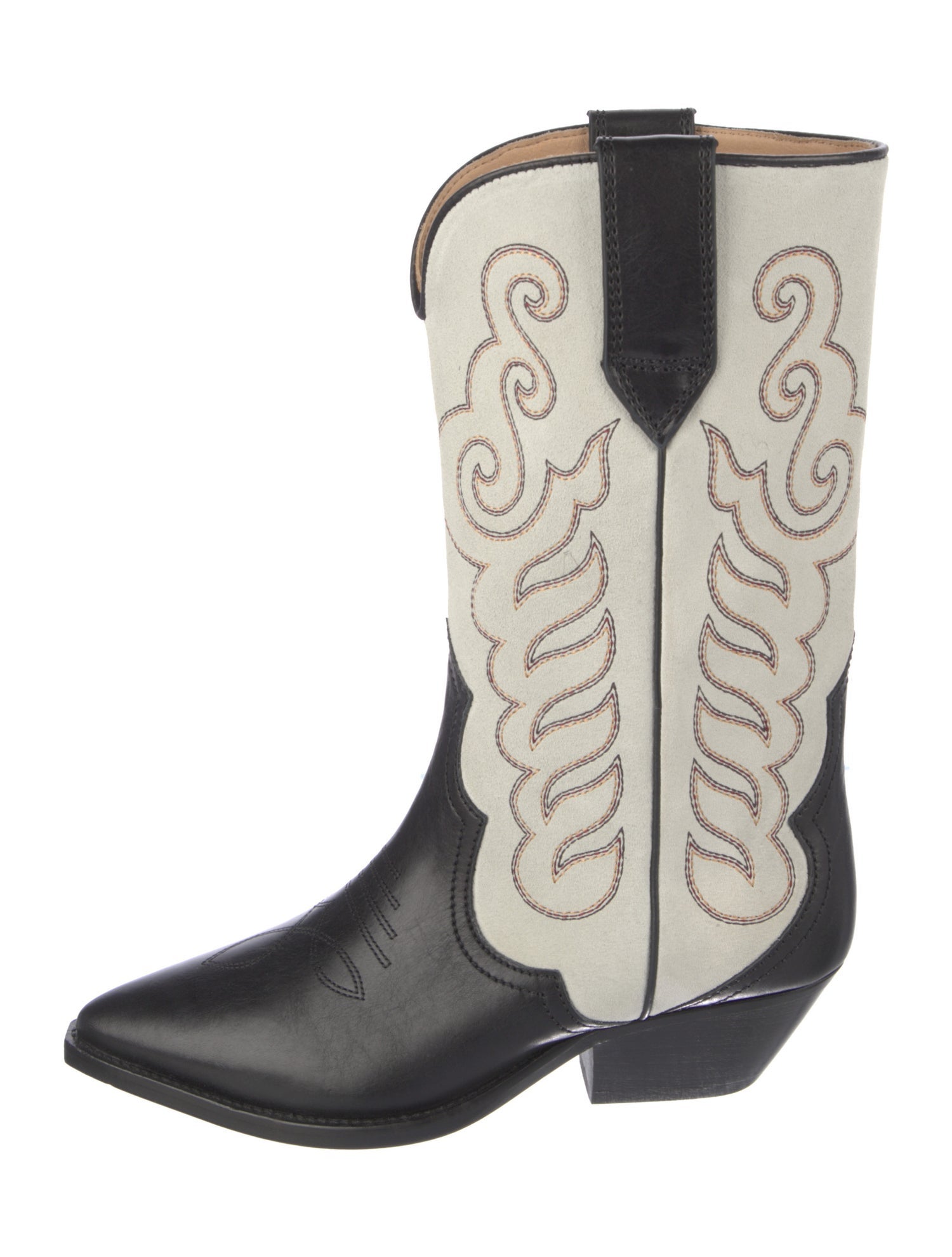Isabel Marant Suede Colorblock Pattern Western Boots