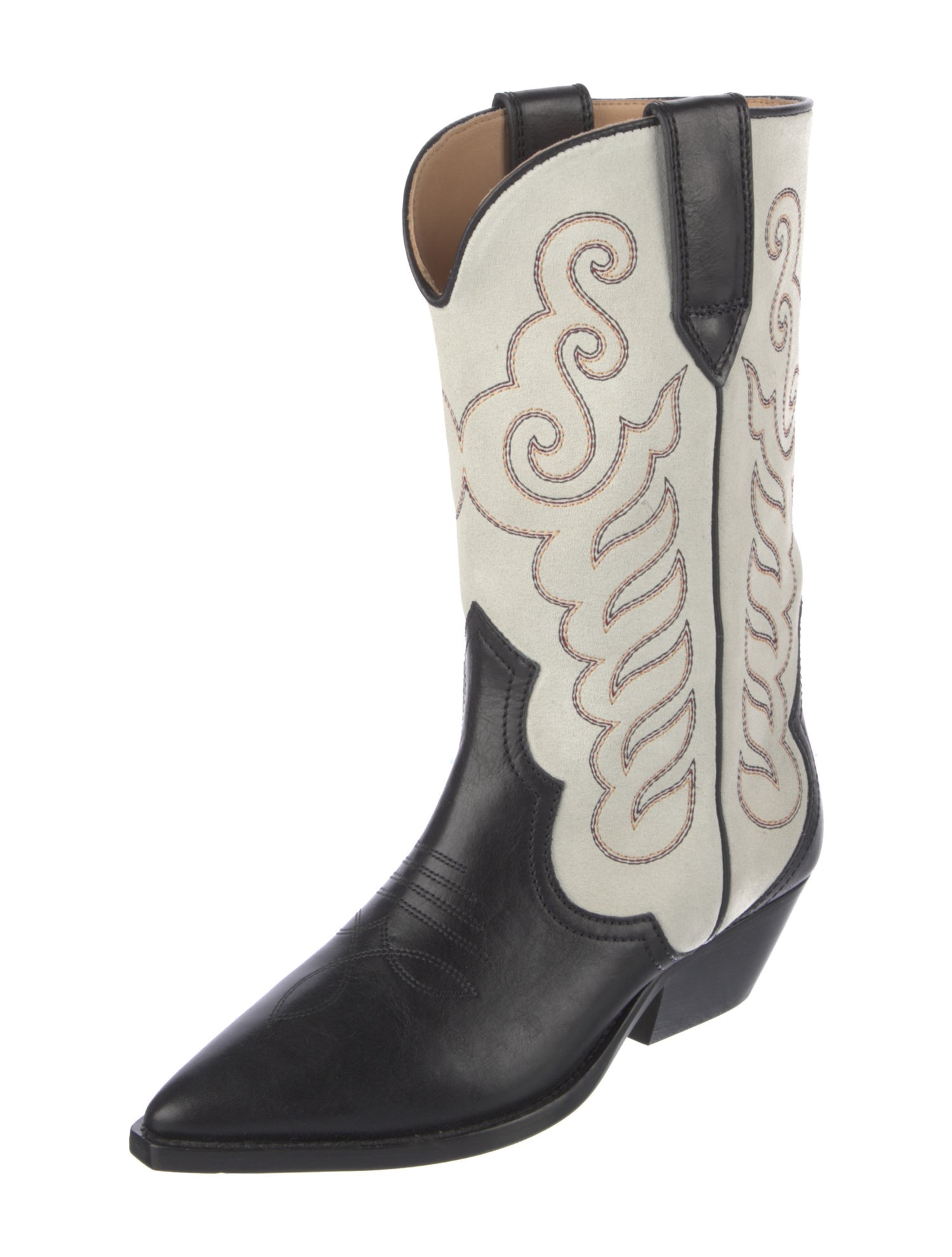 Isabel Marant Suede Colorblock Pattern Western Boots