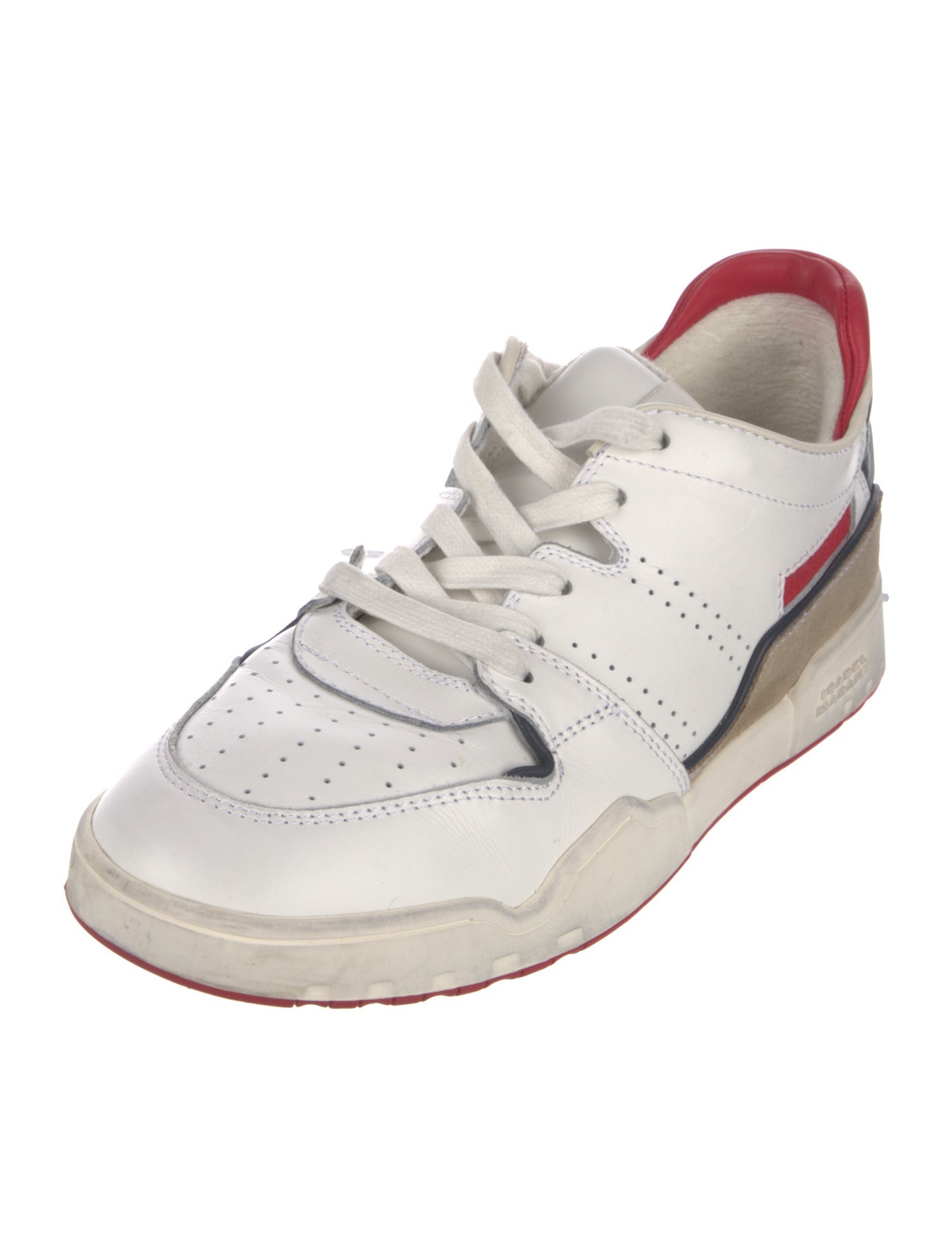 Isabel Marant Leather Colorblock Pattern Athletic Sneakers