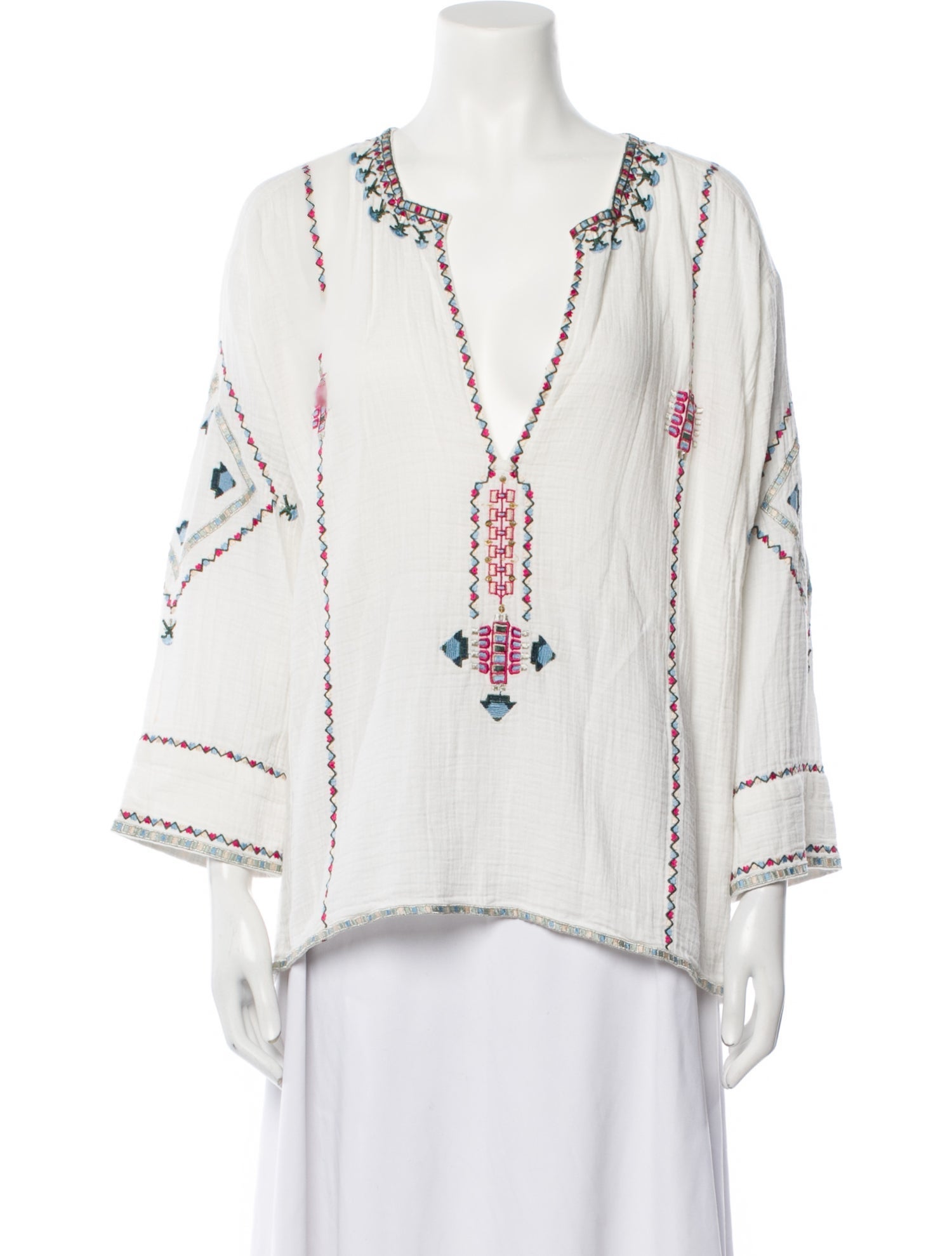 Isabel Marant Printed Plunge Neckline Blouse