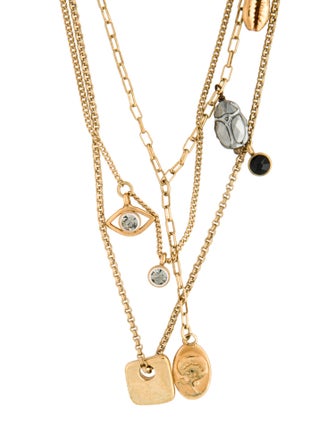 Isabel Marant Crystal Multistrand Charm Necklace