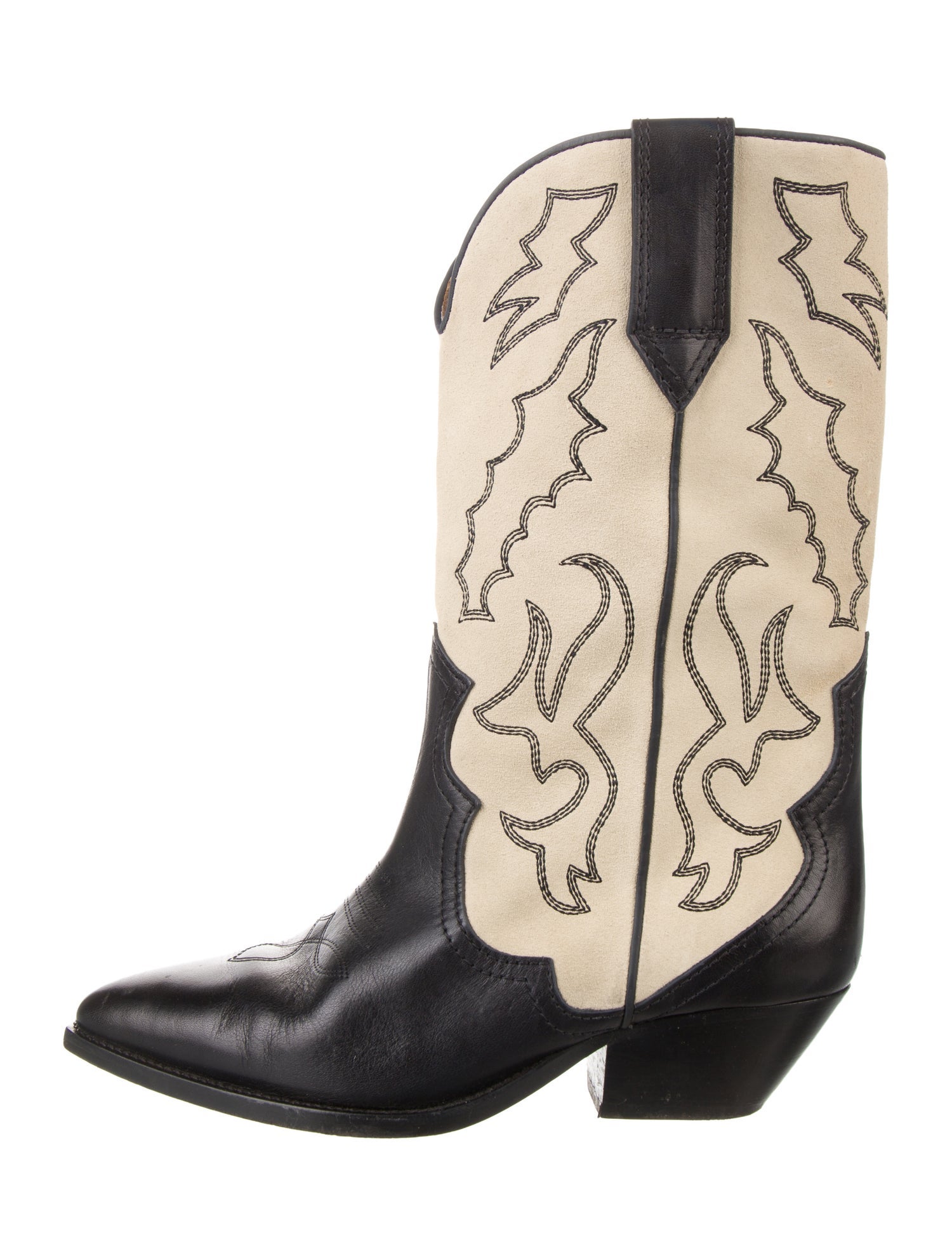 Isabel Marant Suede Colorblock Pattern Western Boots