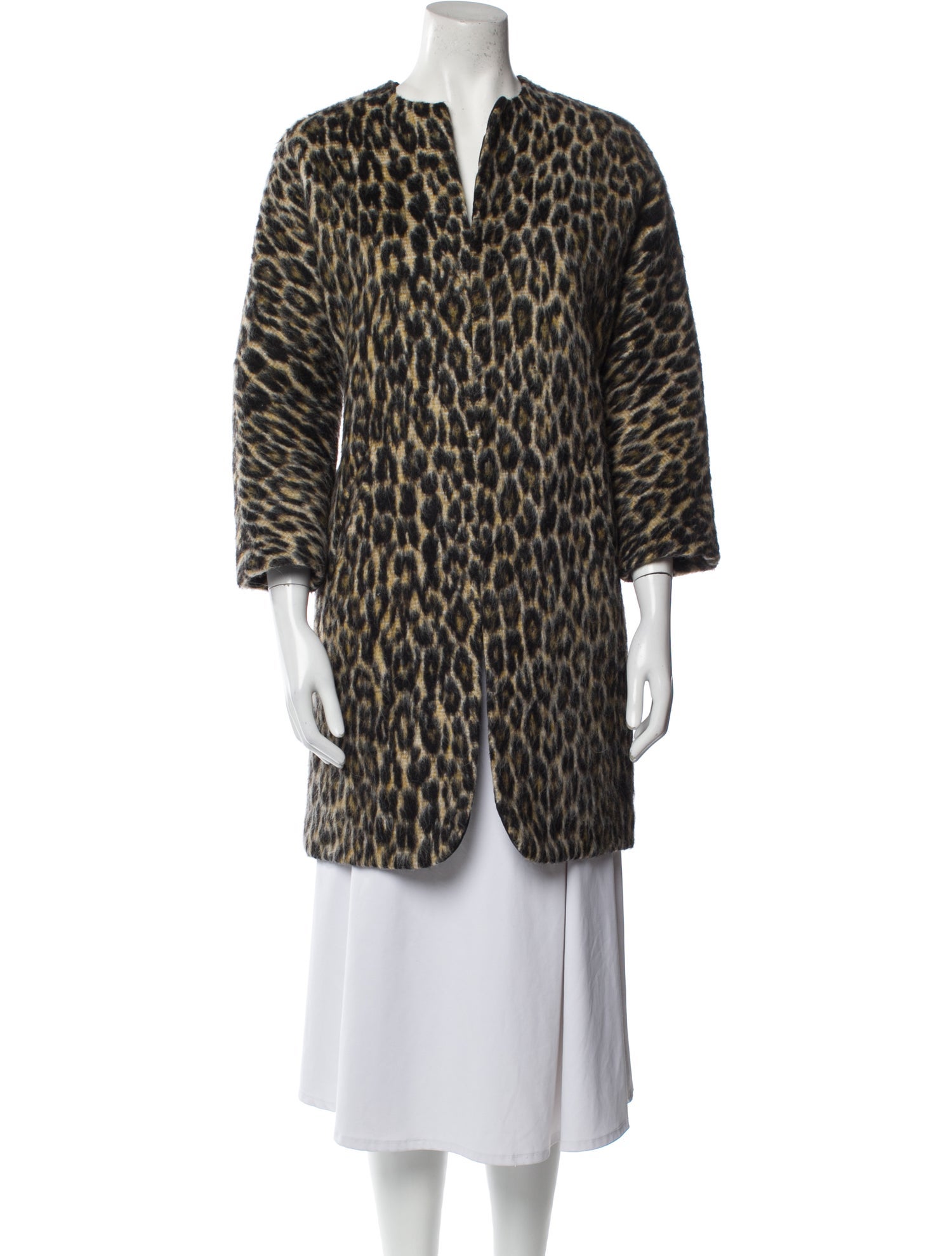 Isabel Marant Virgin Wool Animal Print Faux Fur Coat