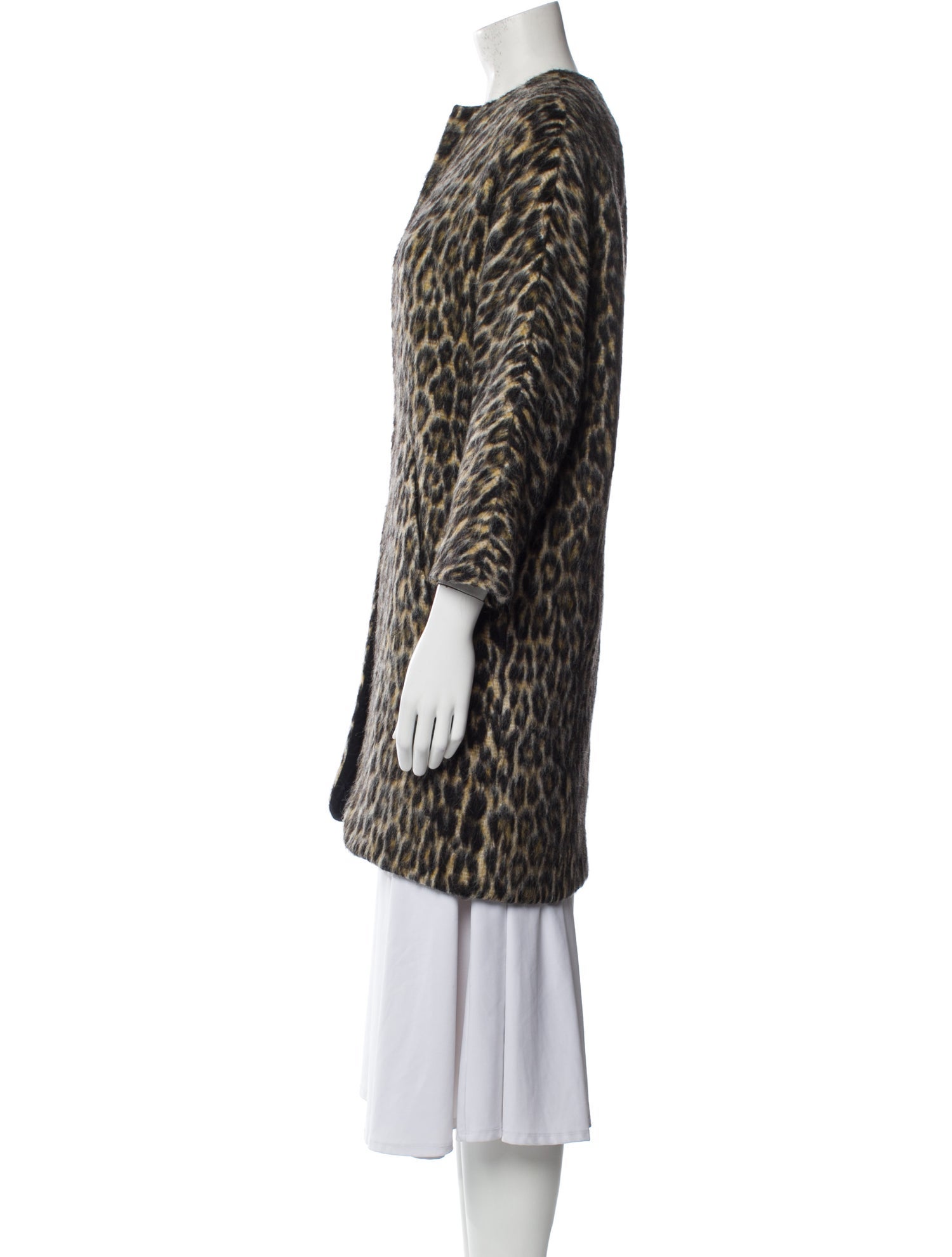 Isabel Marant Virgin Wool Animal Print Faux Fur Coat
