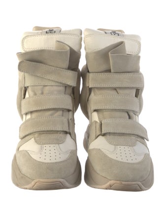 Isabel Marant Suede Cutout Accent Wedge Sneakers