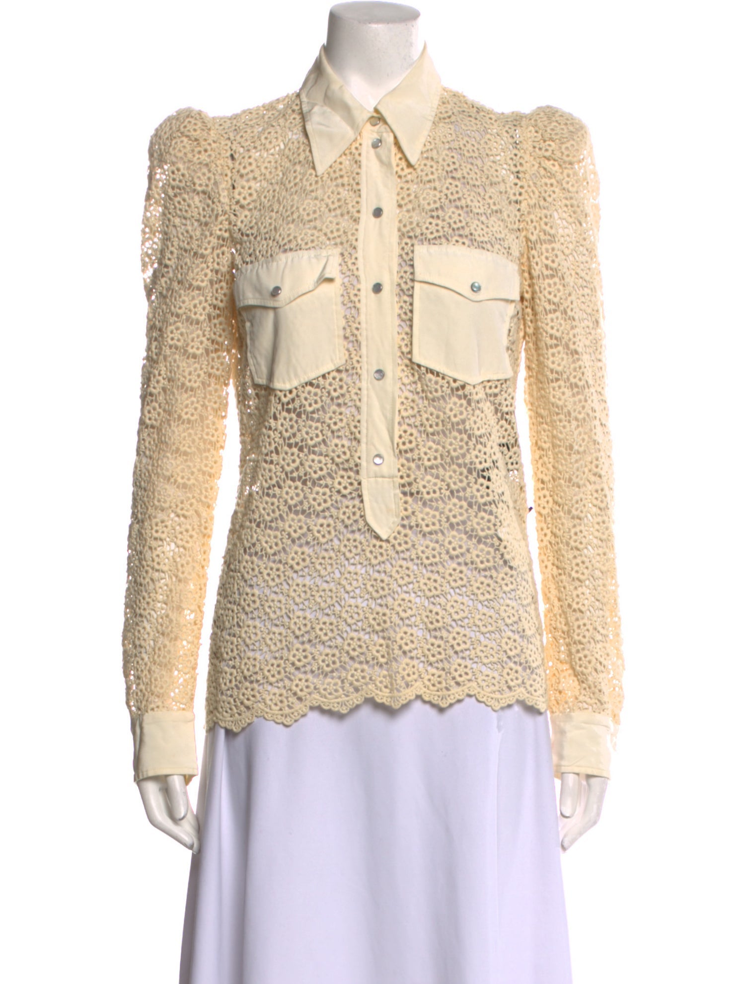 Isabel Marant Lace Pattern Long Sleeve Button-Up Top