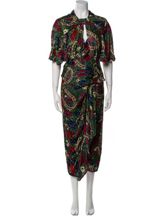 Isabel Marant Floral Print Keyhole Accent Skirt Set