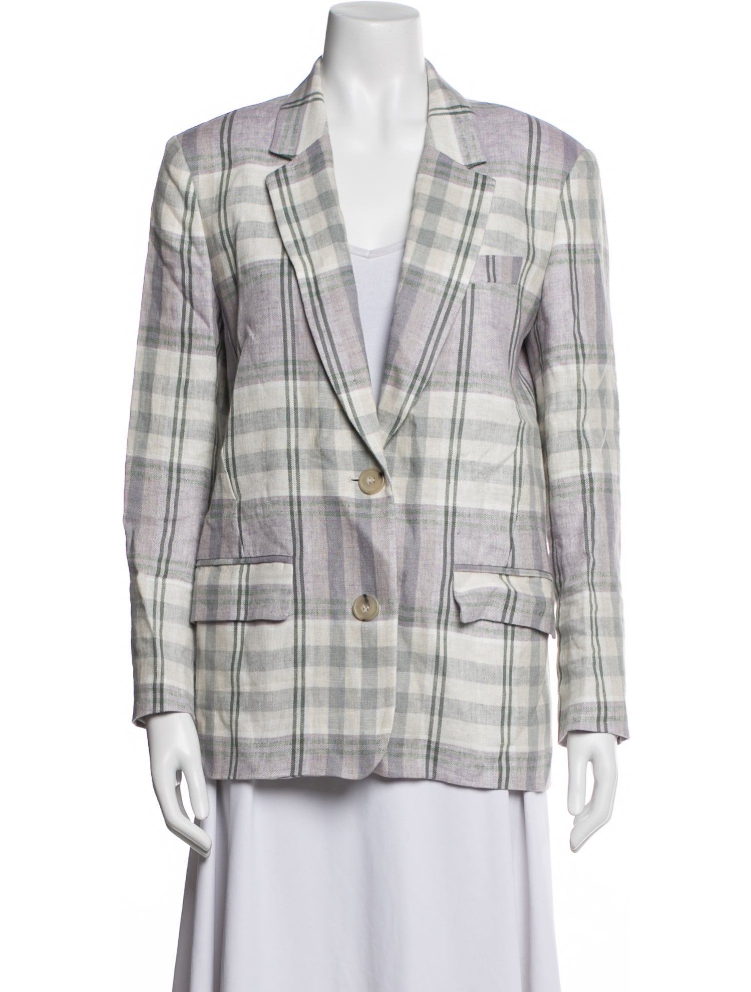 Étoile Isabel Marant Linen Plaid Print Blazer