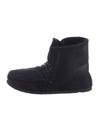 Isabel Marant Suede Fur Trim Lace-Up Boots