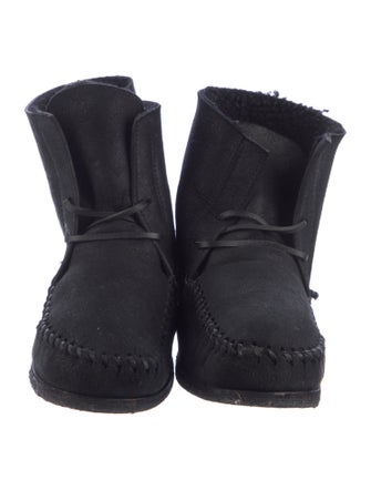 Isabel Marant Suede Fur Trim Lace-Up Boots