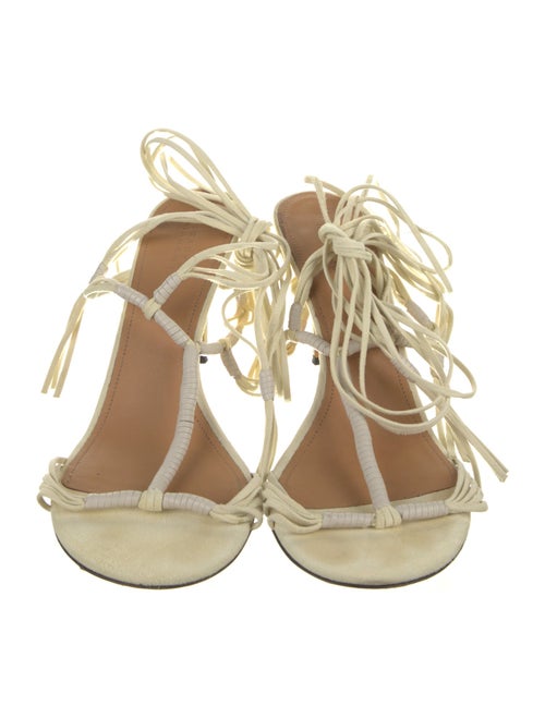 Isabel Marant Suede Leather Trim Embellishment T-Strap Sandals