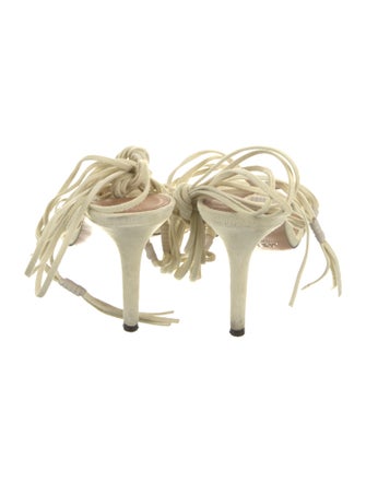 Isabel Marant Suede Leather Trim Embellishment T-Strap Sandals