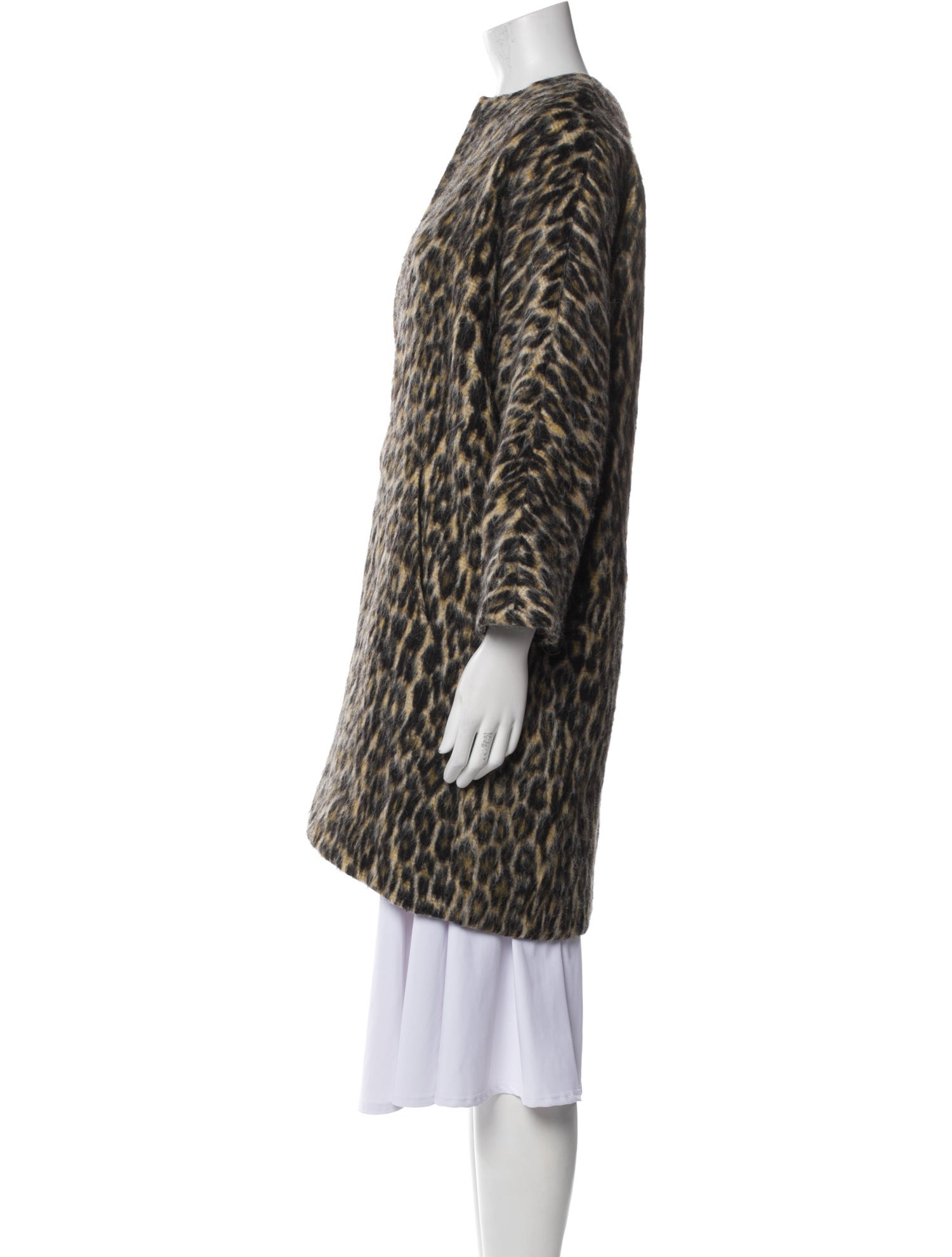 Isabel Marant Virgin Wool Animal Print Faux Fur Coat