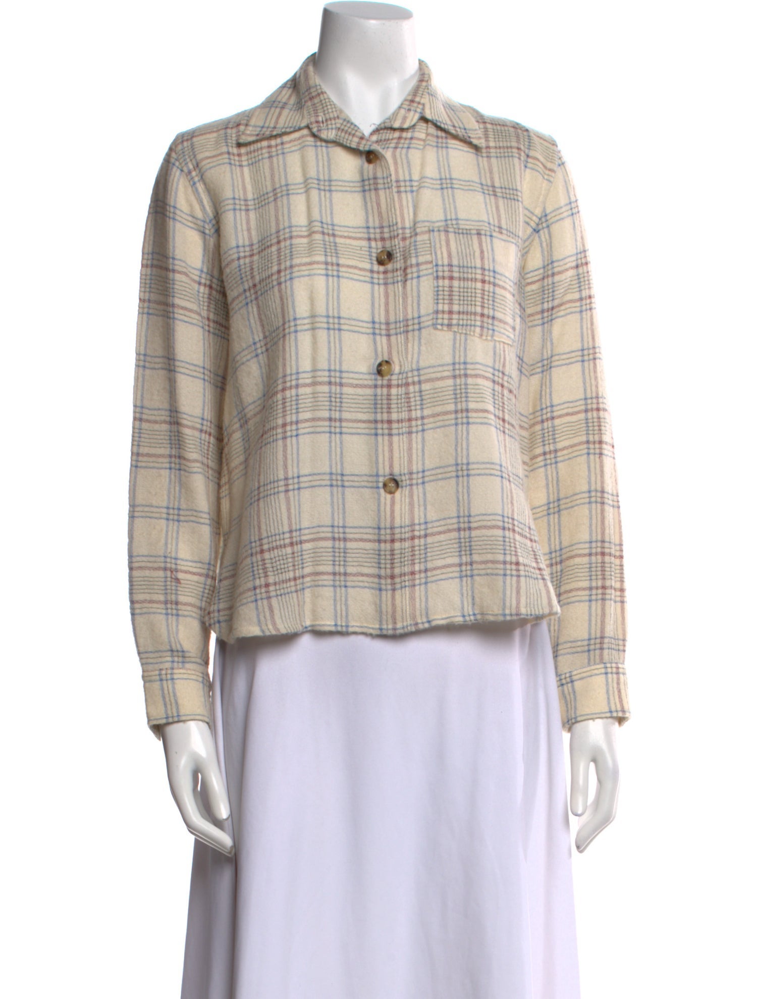 Isabel Marant Plaid Print Long Sleeve Button-Up Top