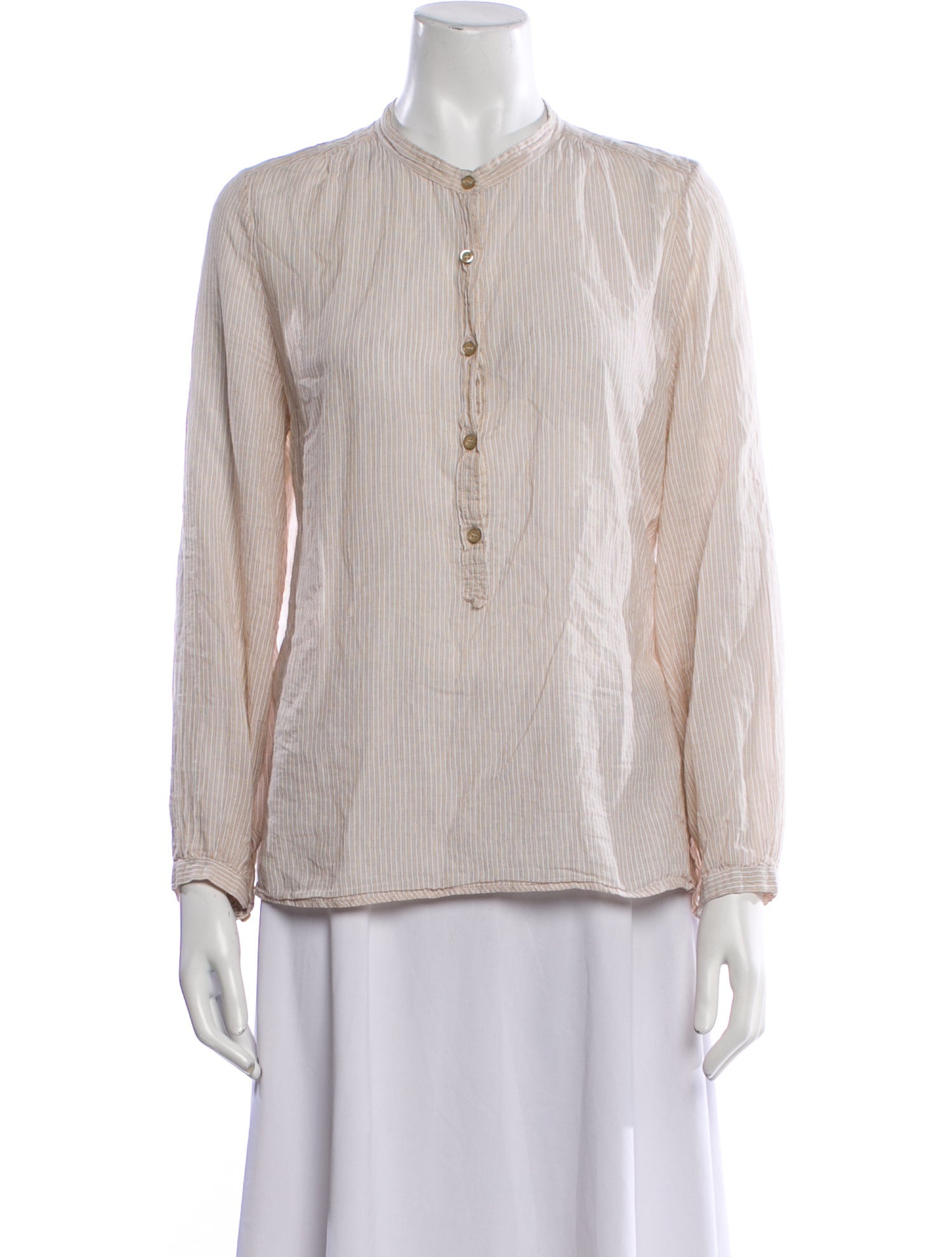 Isabel Marant Striped Mock Neck Button-Up Top