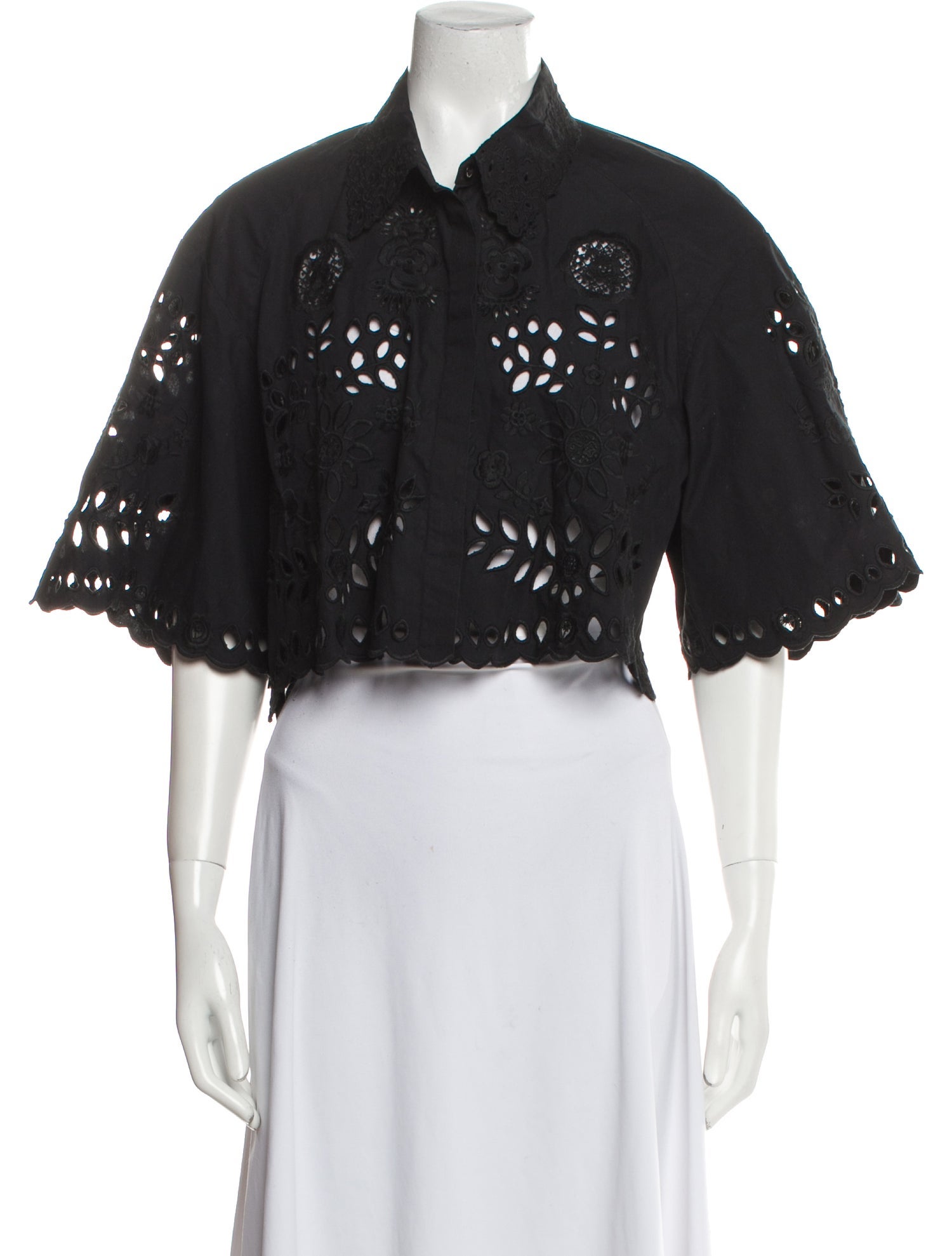 Isabel Marant Lace Pattern Short Sleeve Crop Top